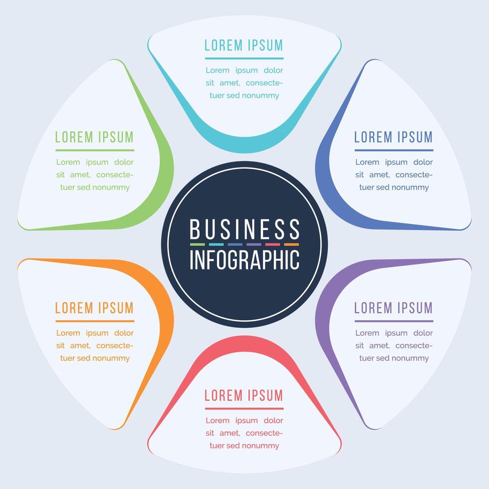 Infographic circle design 6 Steps, objects, elements or options information business infographic template vector