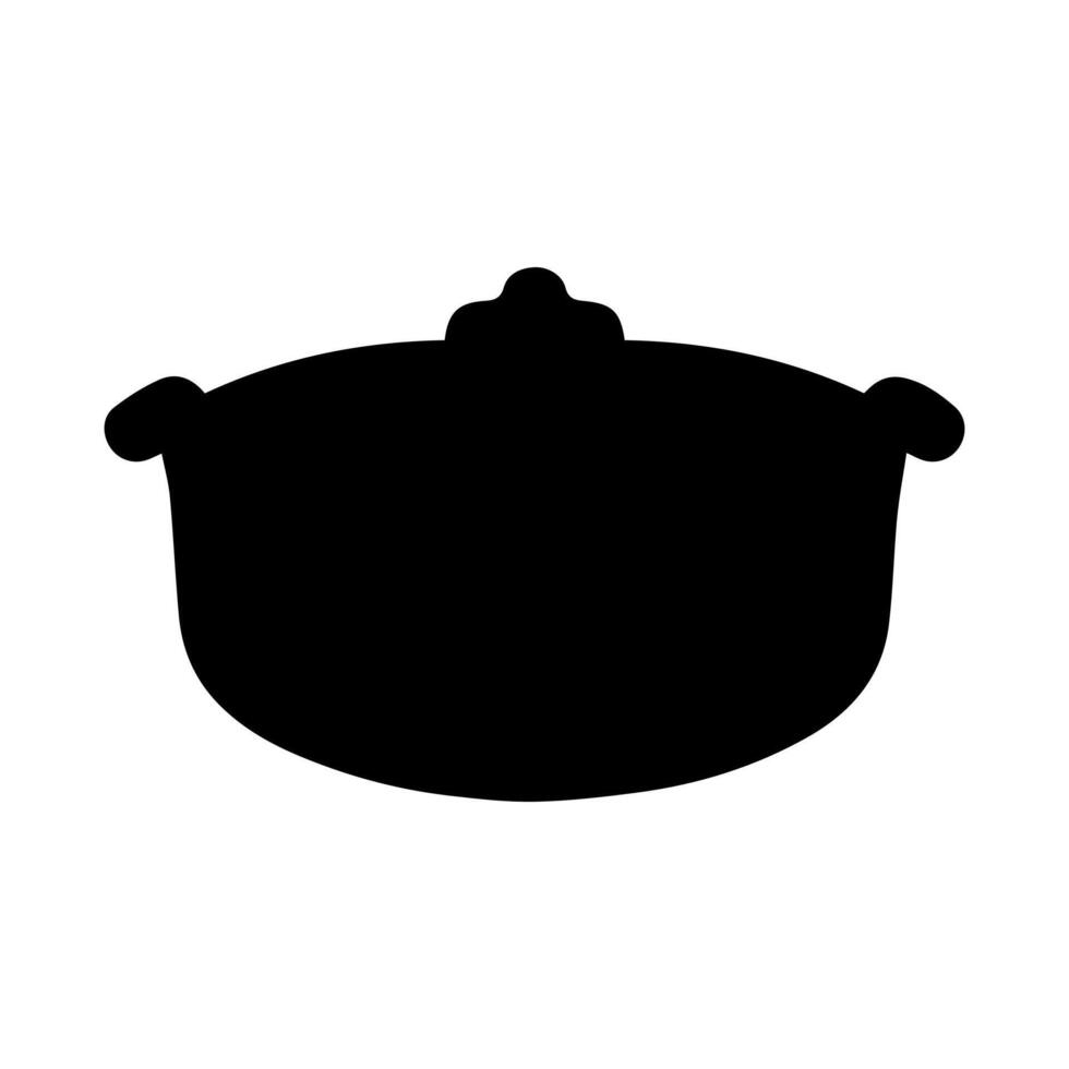 Boiling pot silhouette icon. Cooking ware flat design vector