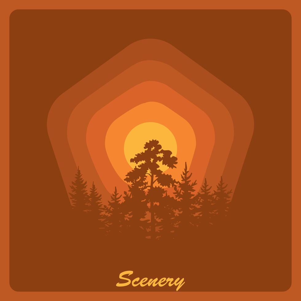 bosque silueta para emblema,bosque logo ilustracion vector