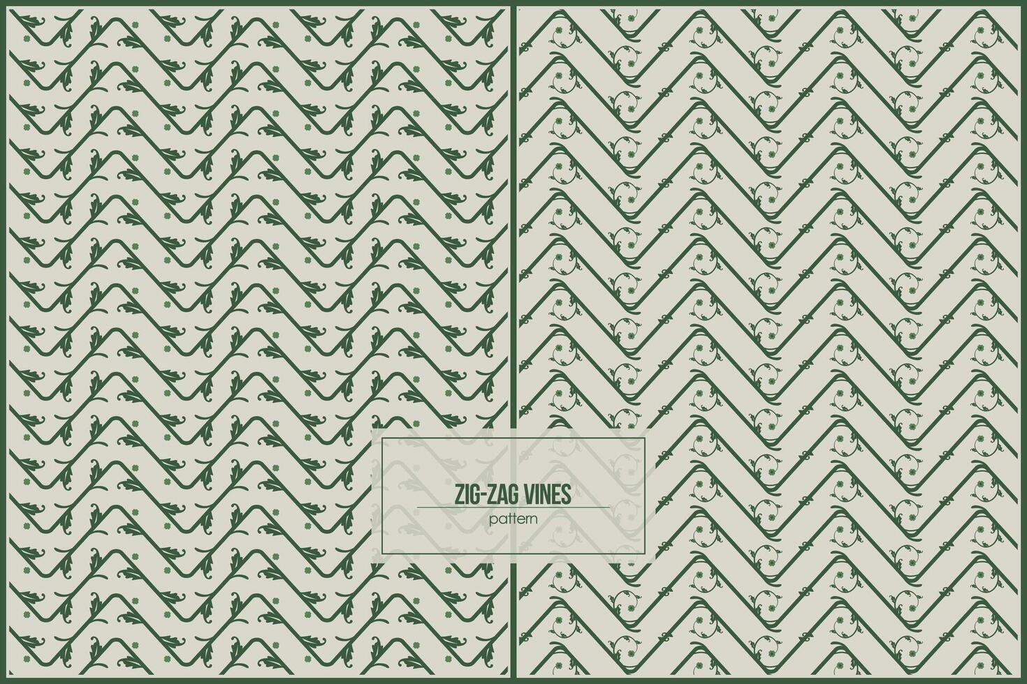 wonderful green vines pattern with vertical zig zag style vector