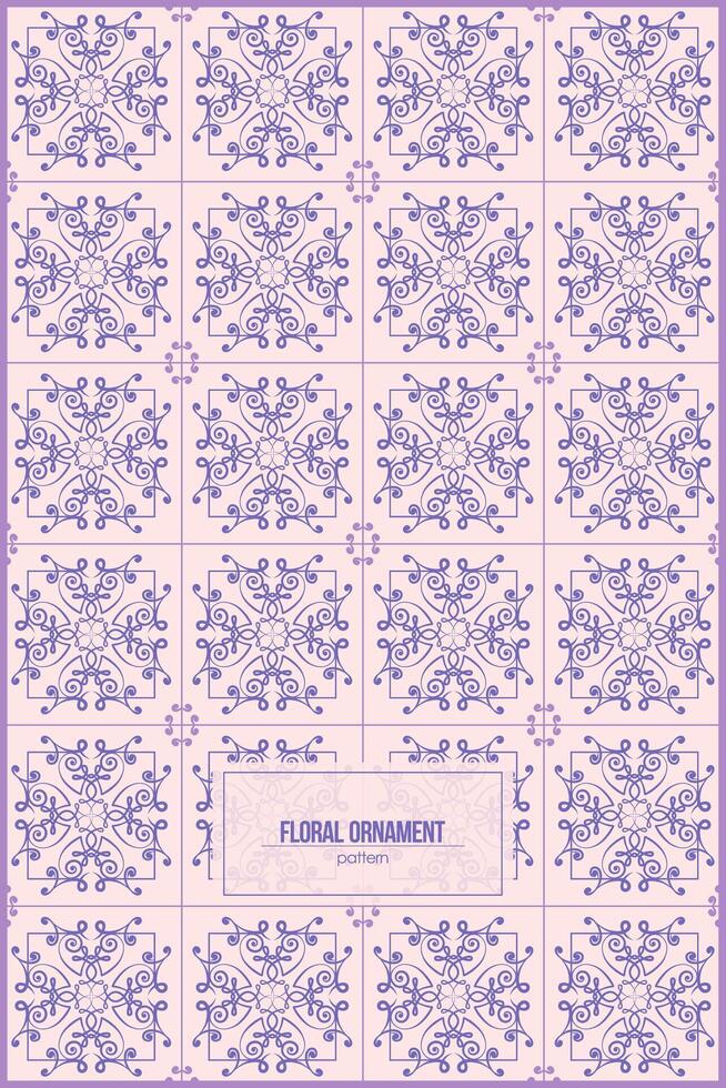 beautiful floral batik pattern with colorful purple style vector