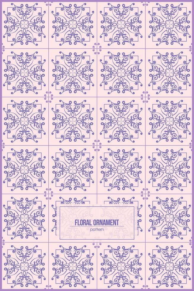 beautiful floral batik pattern with colorful purple style vector