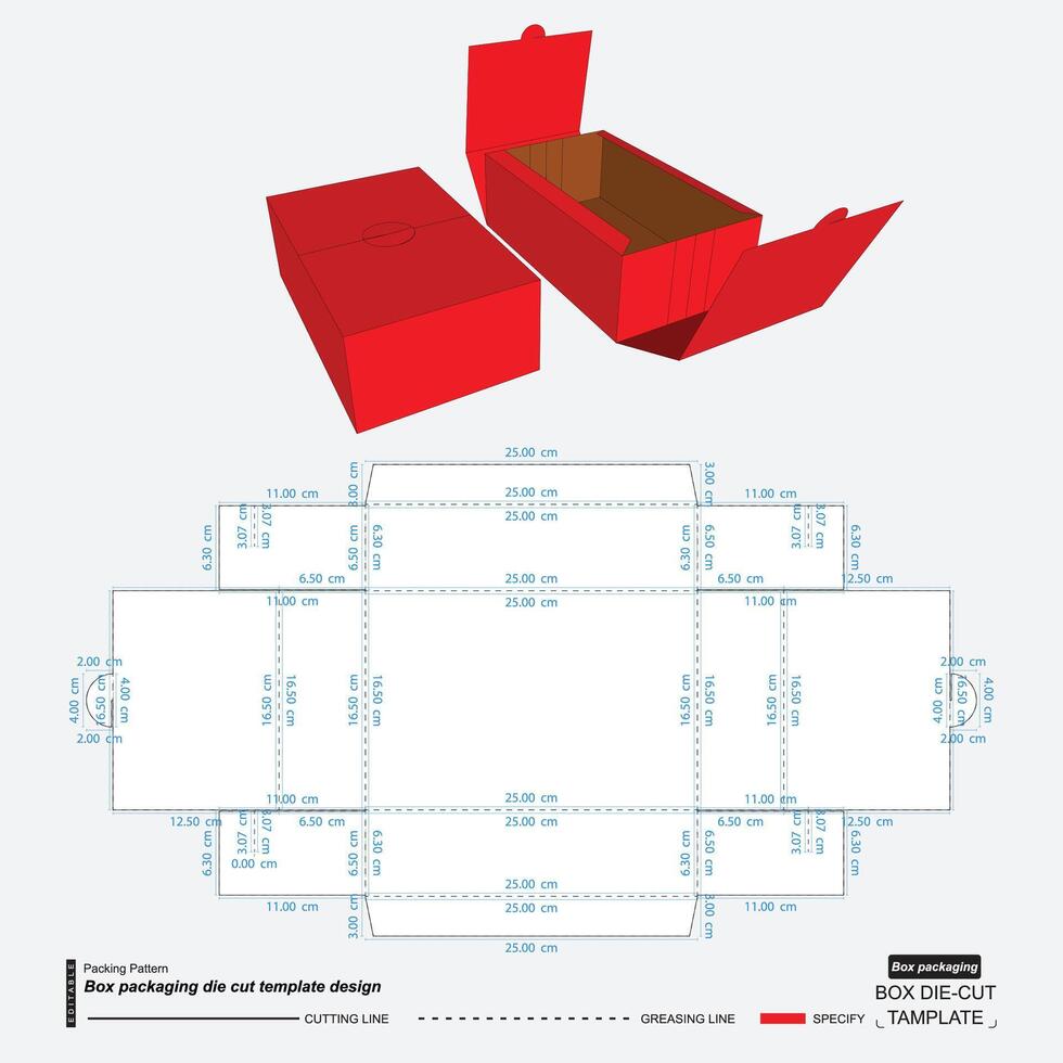 diseño caja embalaje morir cortar modelo vector