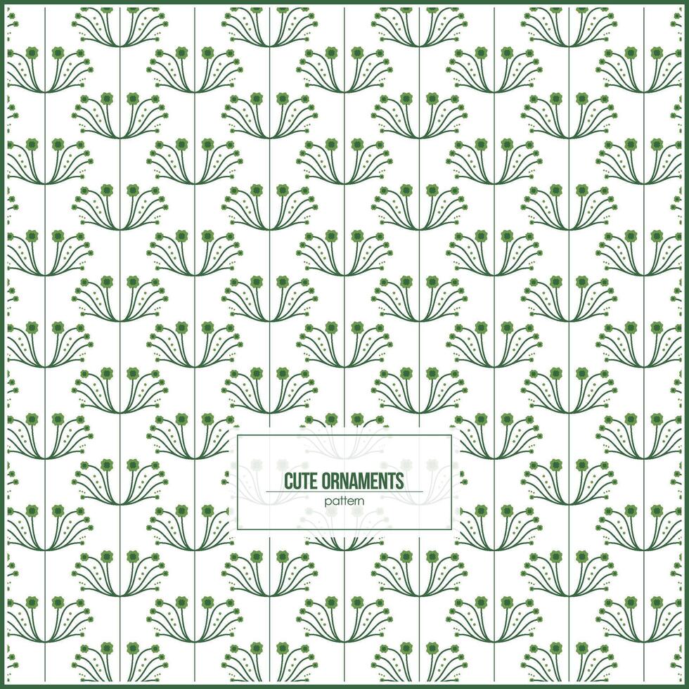 linda floral ornamento modelo con dominante hoja verde color vector