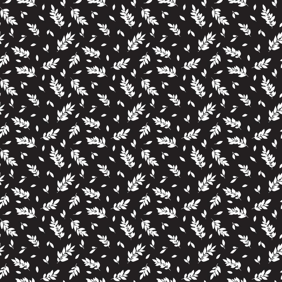 Abstract hand drawn leaves seamless pattern vector