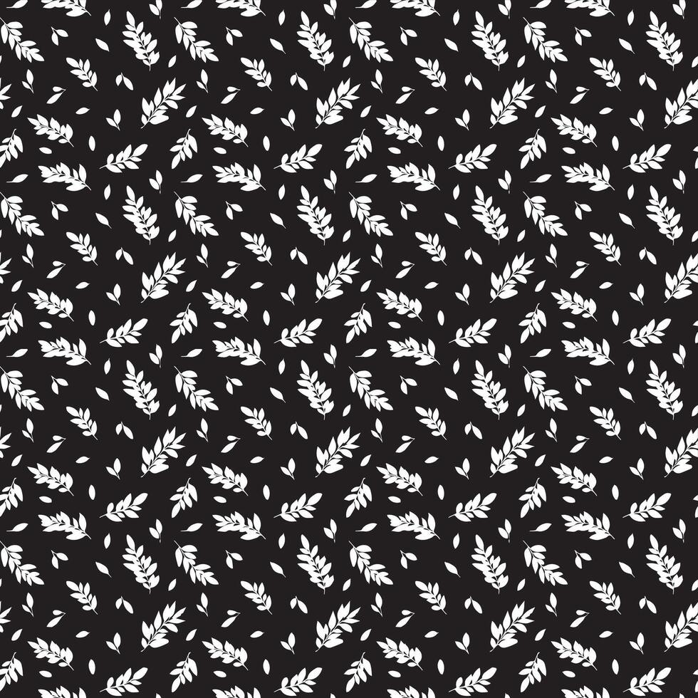 Abstract hand drawn leaves seamless pattern vector