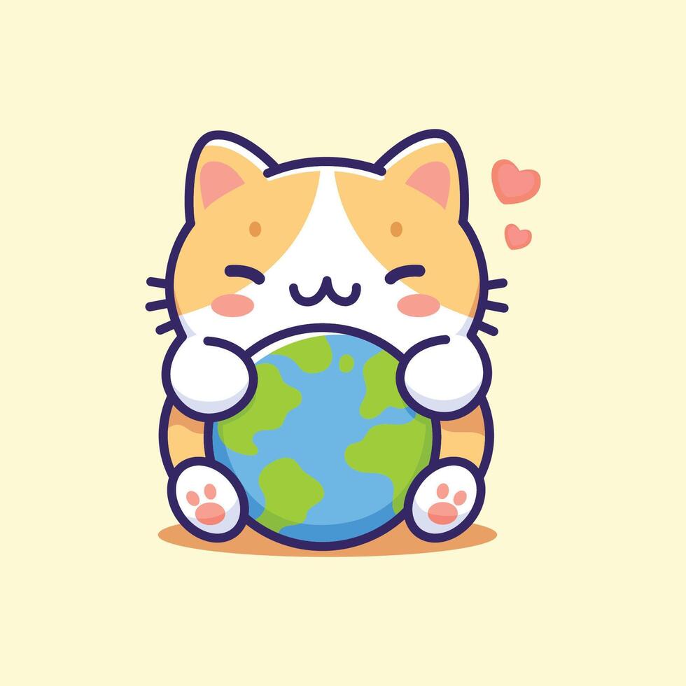 linda ilustración de gatos y tierra vector