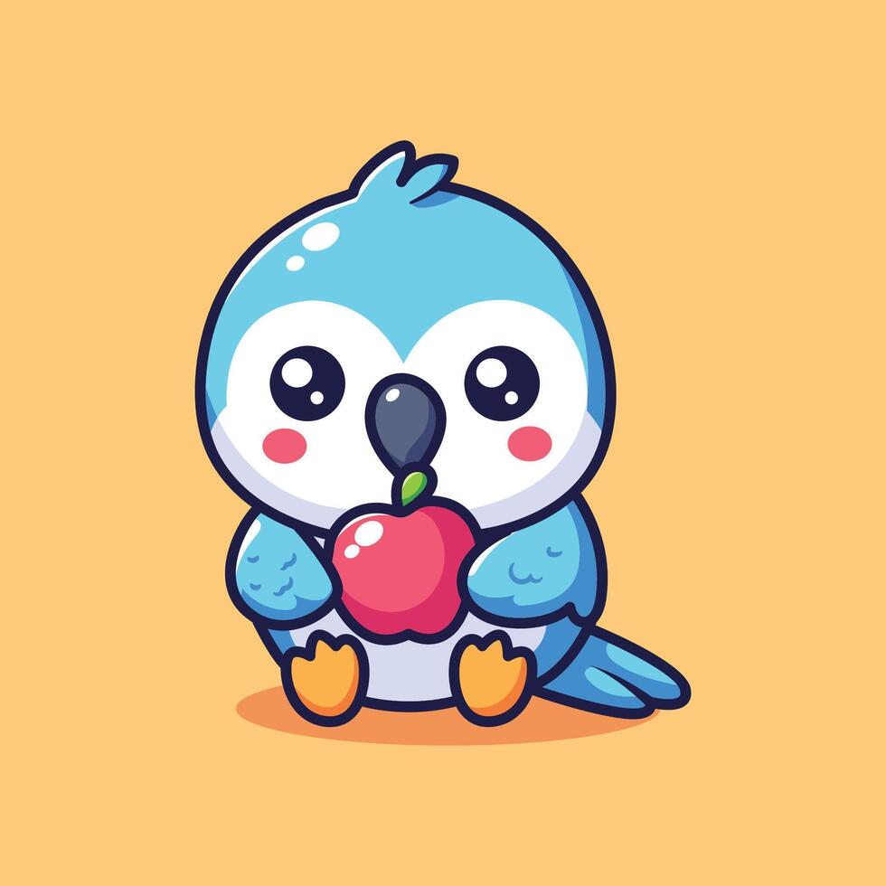 Cute illustration of parrots and apples vector