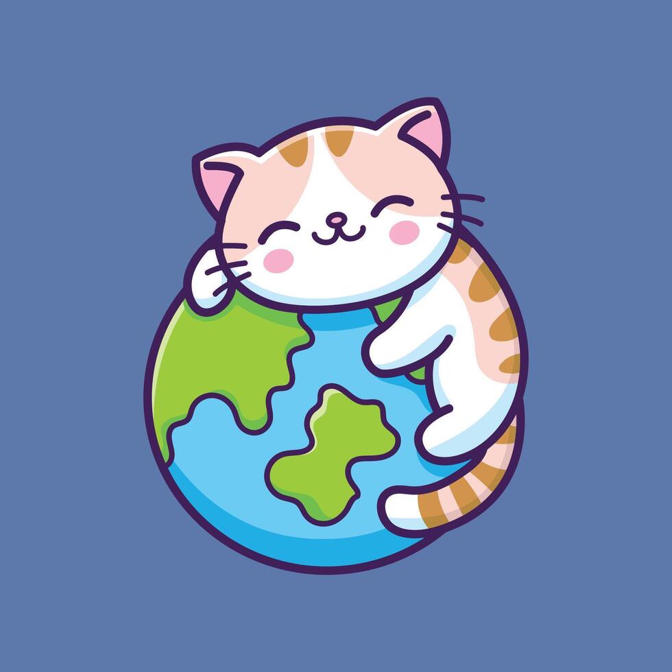 Cute illustration of cats and earth vector