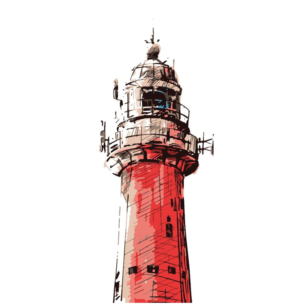 bosquejo de el faro en rojo color vector