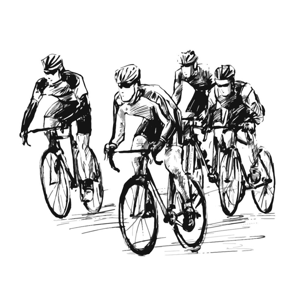 dibujo de el montó bicicleta carreras vector