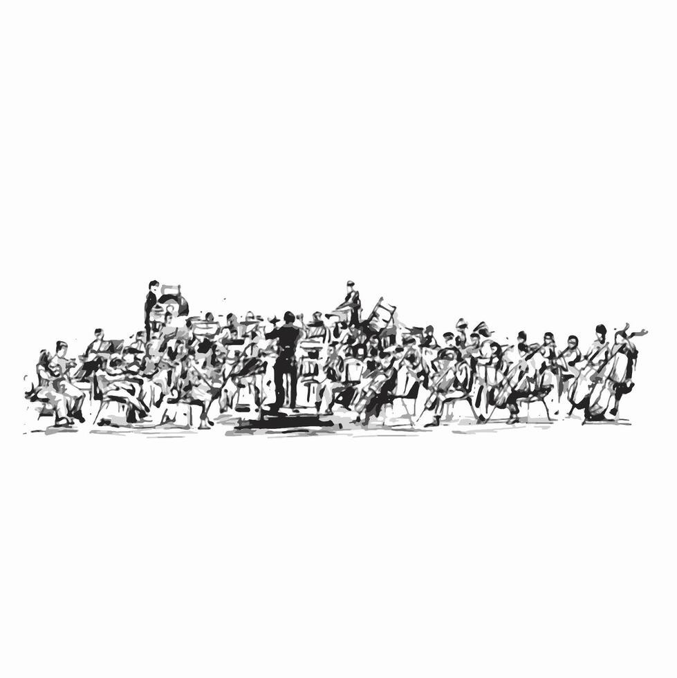 Sketch of symphony band hand draw vector