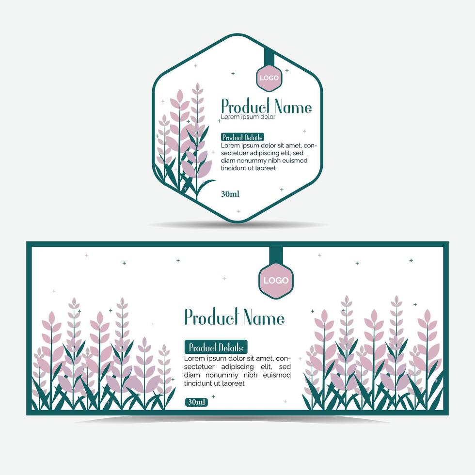 Floral label design. Product label layout design. vector