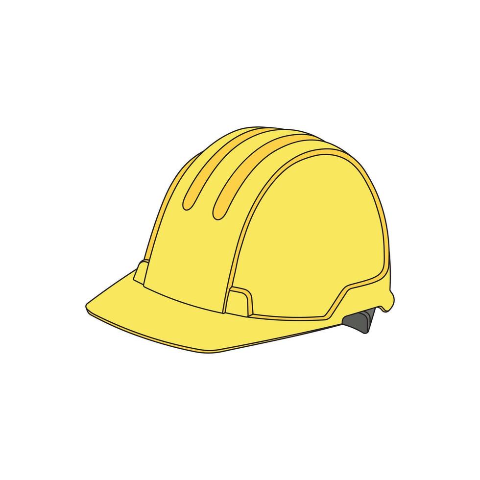 kids drawing cartoon illustration construction hard hat icon Isolated on White vector