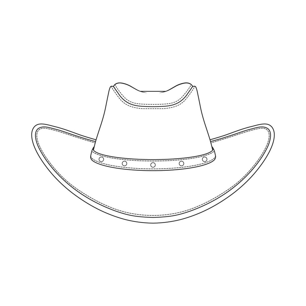Hand drawn kids drawing cartoon illustration cowboy hat icon Isolated on White vector