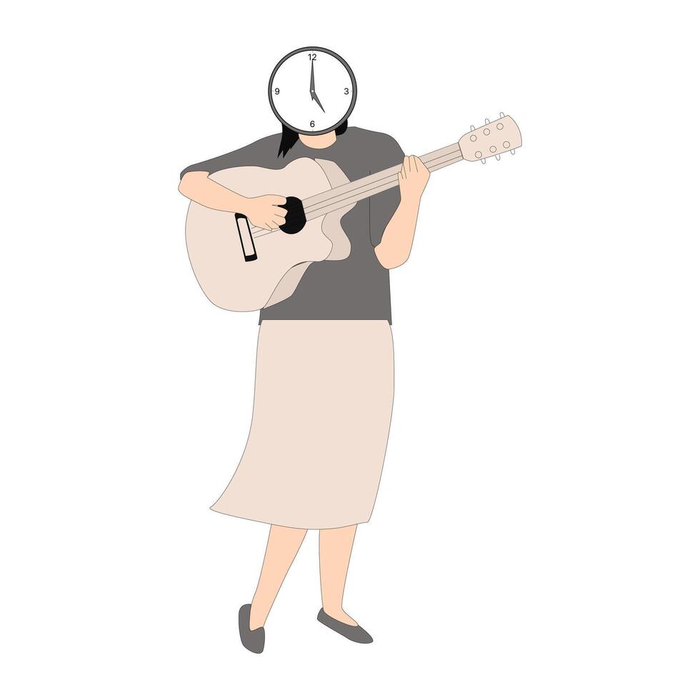 mujer tocando la guitarra vector