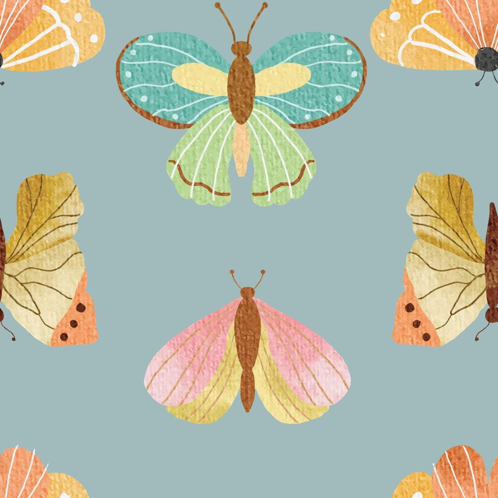 vistoso y pastel acuarela mariposa sin costura modelo vector