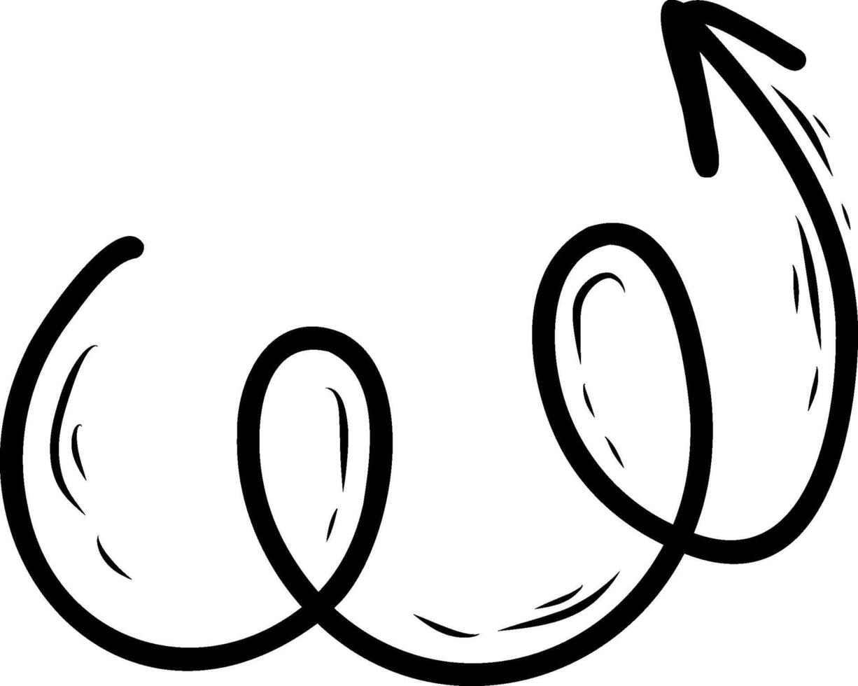 Thin linear arrow in doodle style for postcard decor vector