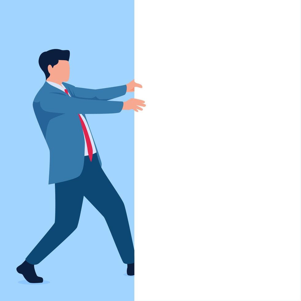 Man pull blank white space for texts vector