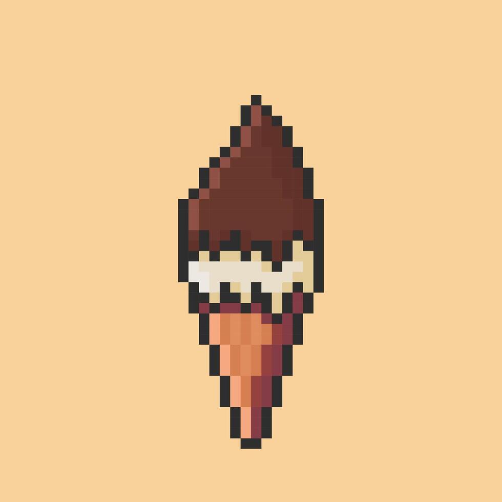 Illustration of Ice Cream with Pixel Art Design vector
