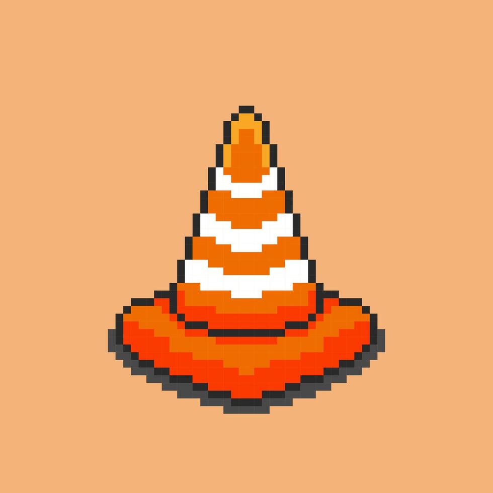 Traffic cone pixel art. illustration design vector