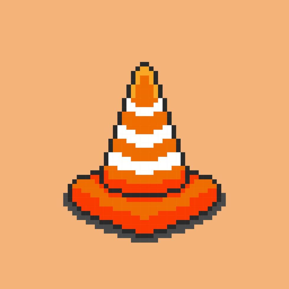 Traffic cone pixel art. illustration design vector