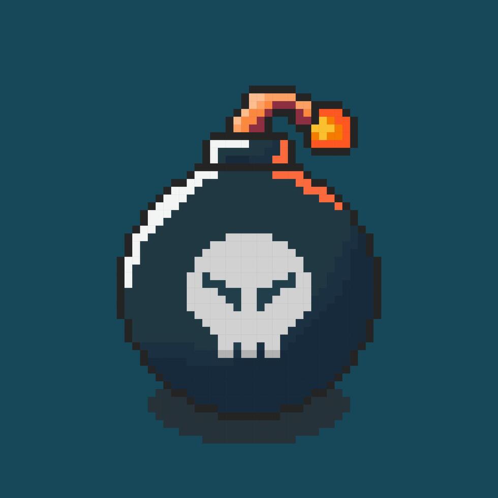 Pixel art Bomb game asset design vector