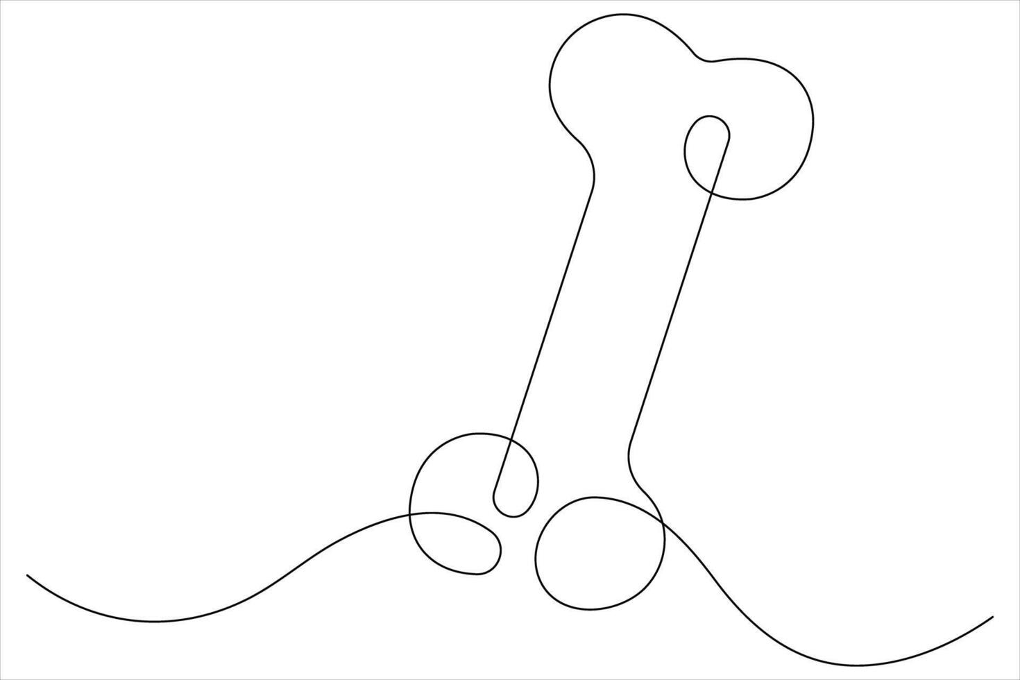 illustration of dog bone continuous one line art drawing concept vector