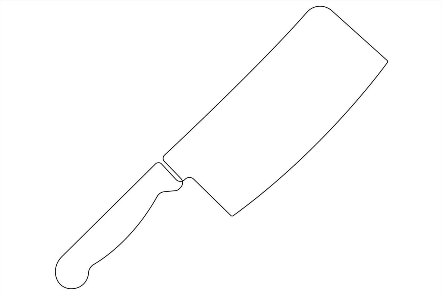 illustration continuous one line art drawing of cleaver meat knife design vector