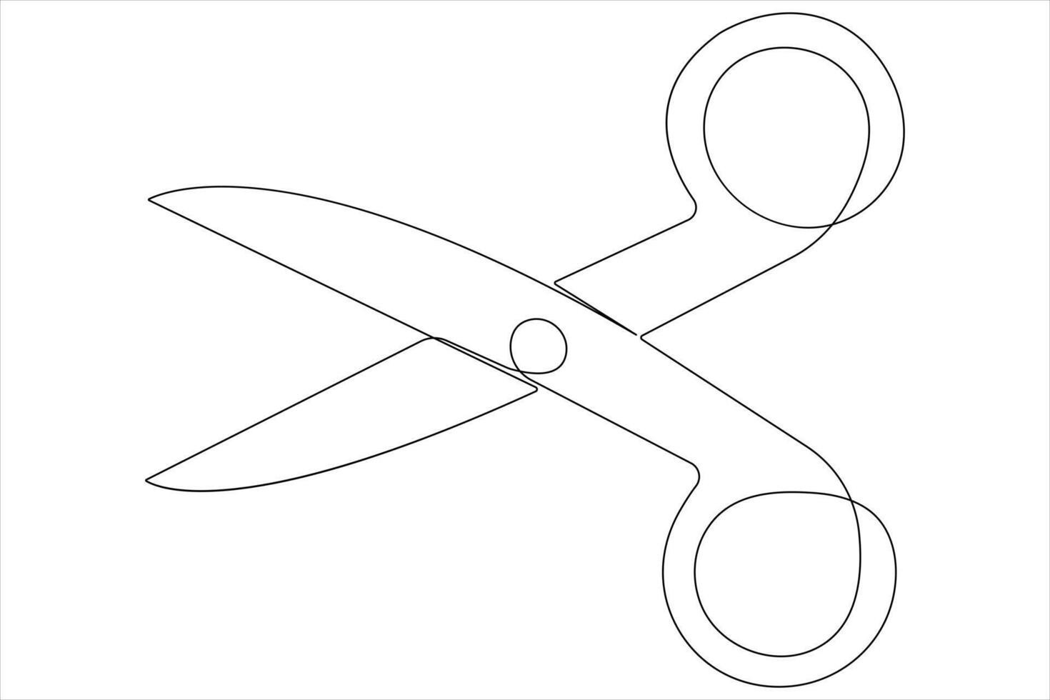 Continuous one line art drawing of scissors illustration design vector