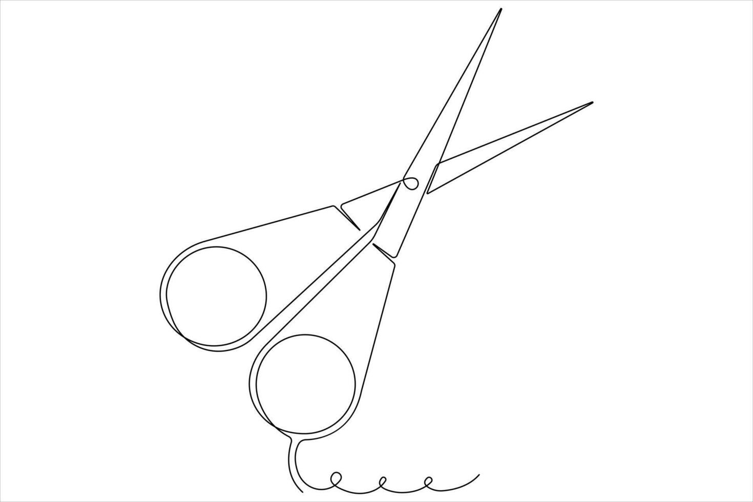 Continuous one line art drawing of scissors illustration design vector