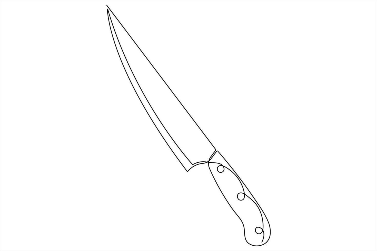 Continuous one line art drawing of knife outline illustration vector