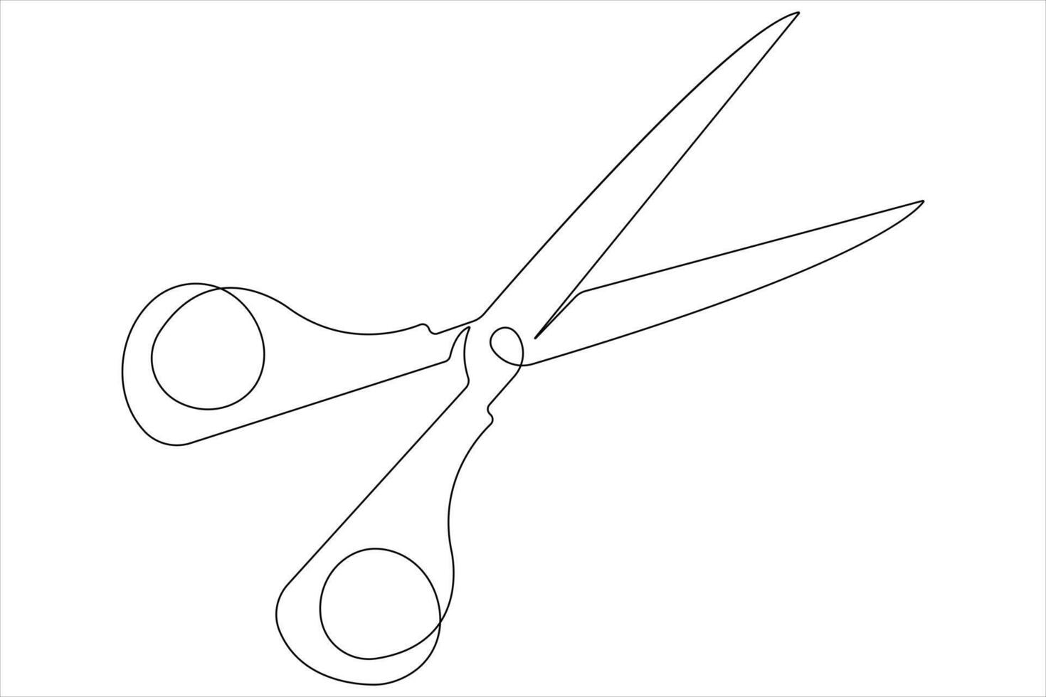 Continuous one line art drawing of scissors illustration design vector