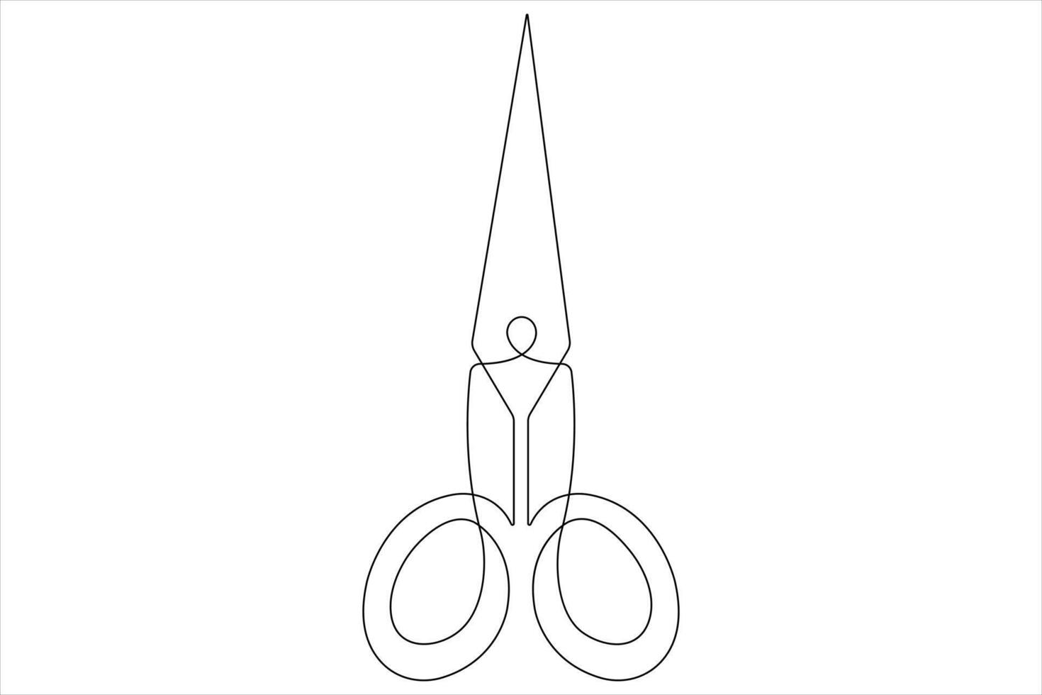 Continuous one line art drawing of scissors illustration design vector