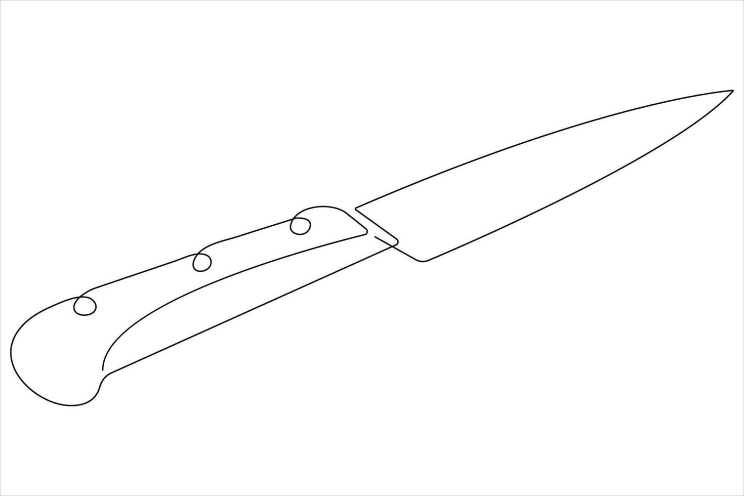 Continuous one line art drawing of knife outline illustration vector