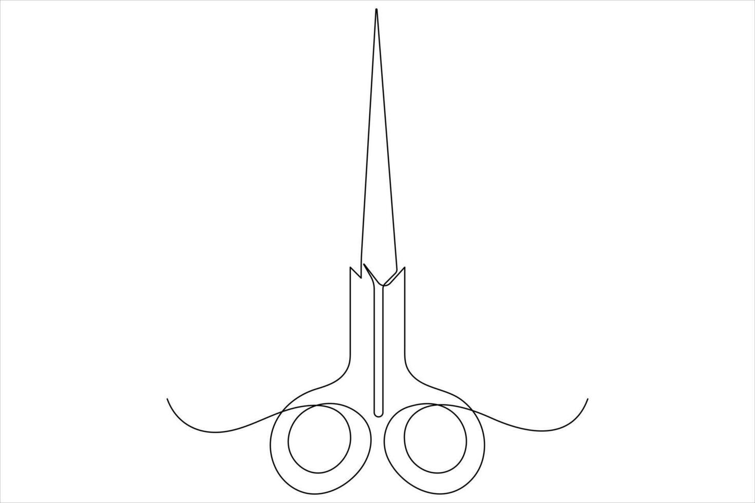 Continuous one line art drawing of scissors illustration design vector