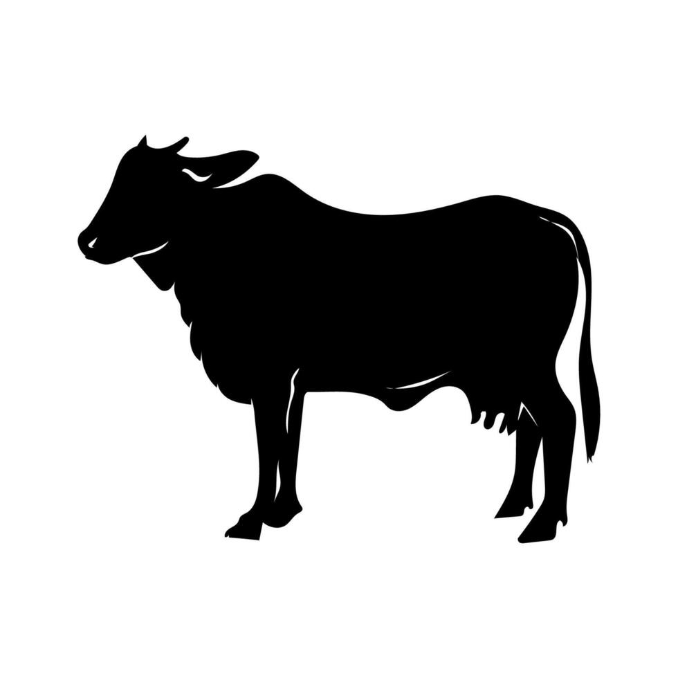 Set of cows. Silhouette cow isolated on white vector