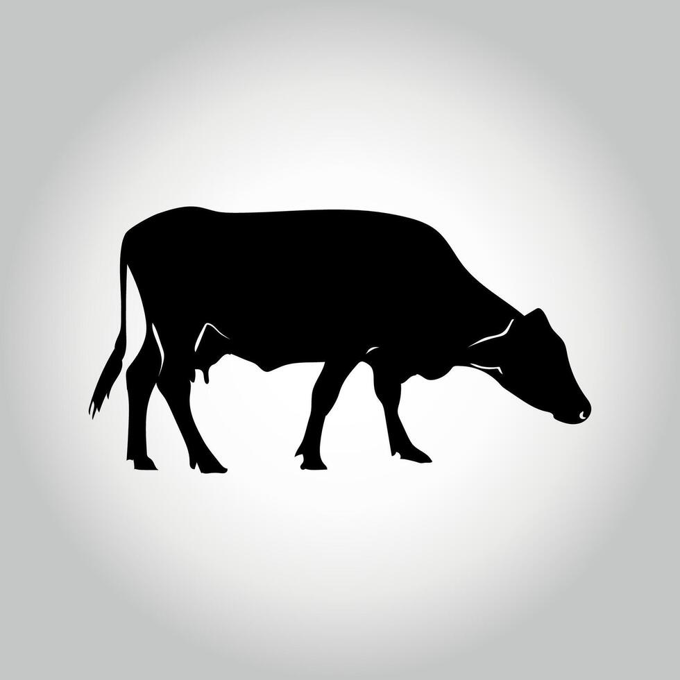 Set of cows. Silhouette cow isolated on white vector