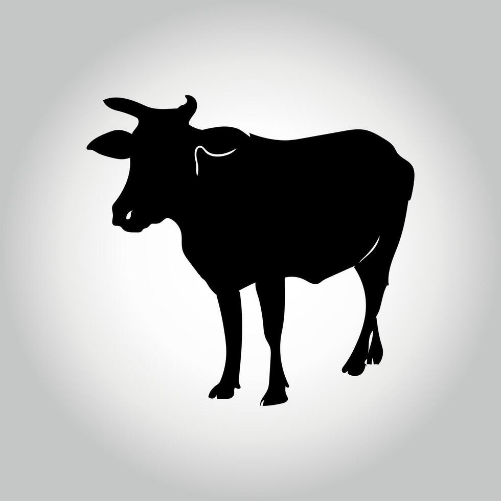 Set of cows. Silhouette cow isolated on white vector