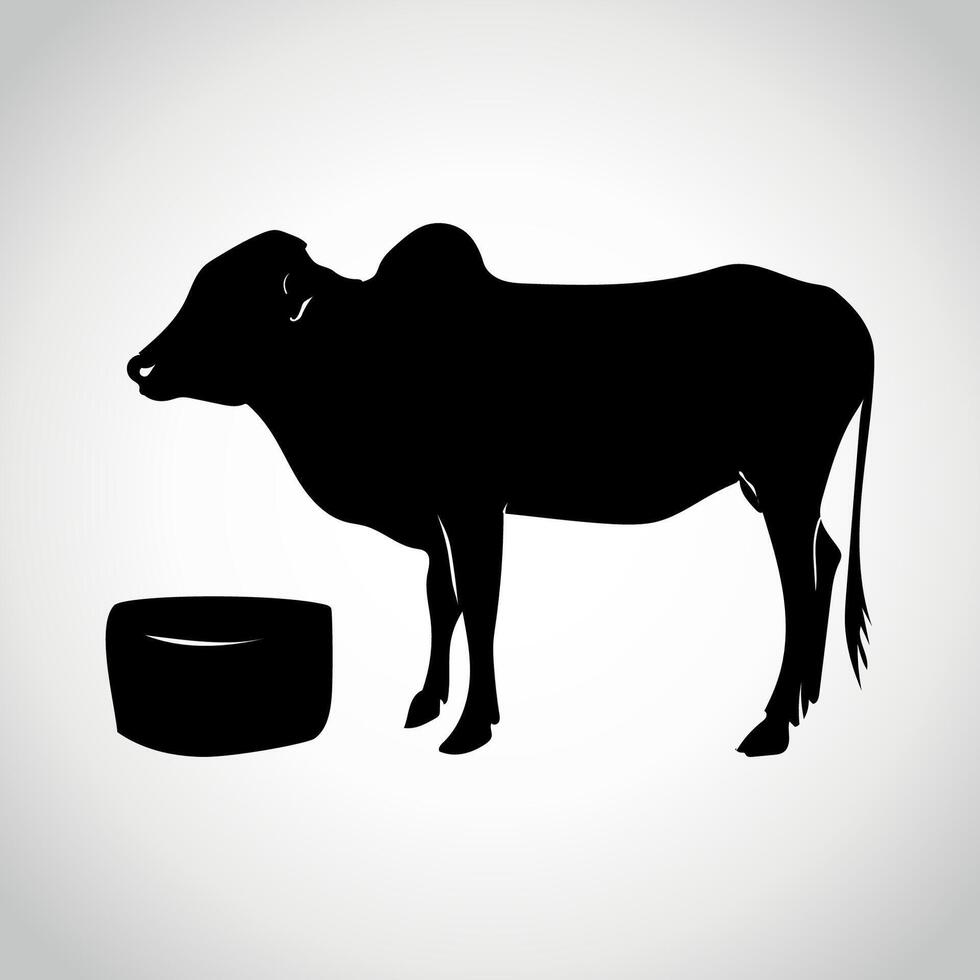 Set of cows. Silhouette cow isolated on white vector