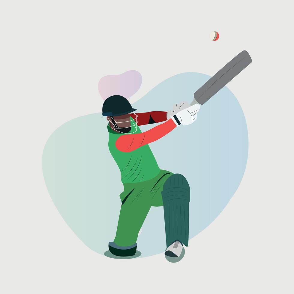 ilustración de un bateador jugando Grillo en el campo en un vistoso antecedentes vector