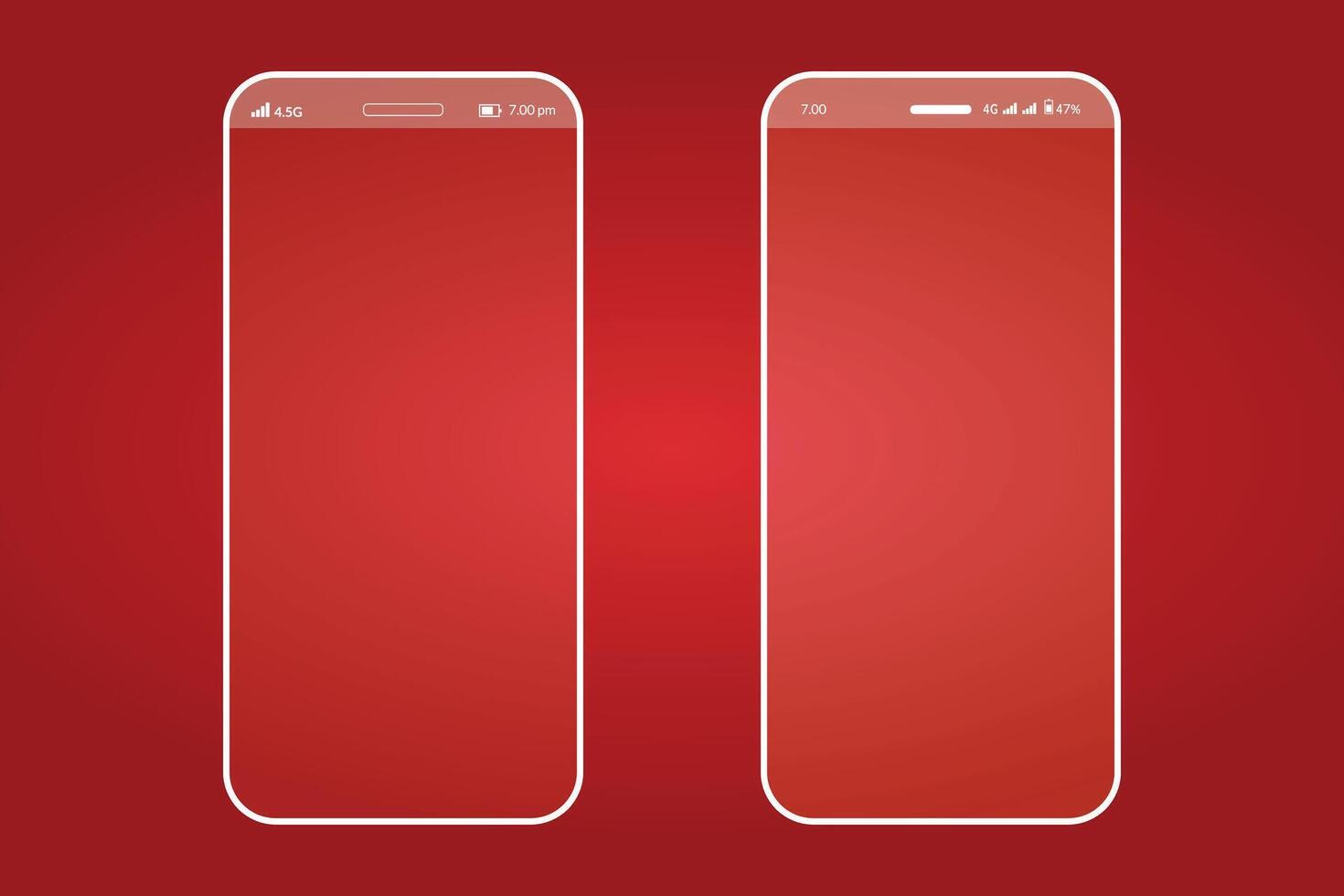 smart phone white line art in red background vector