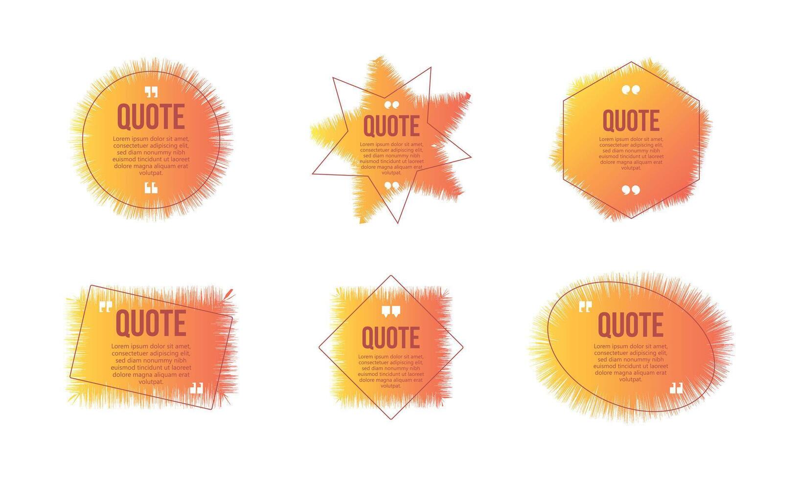 Quote speech bubble template set Quotes form and text box isolated on yellow background vector