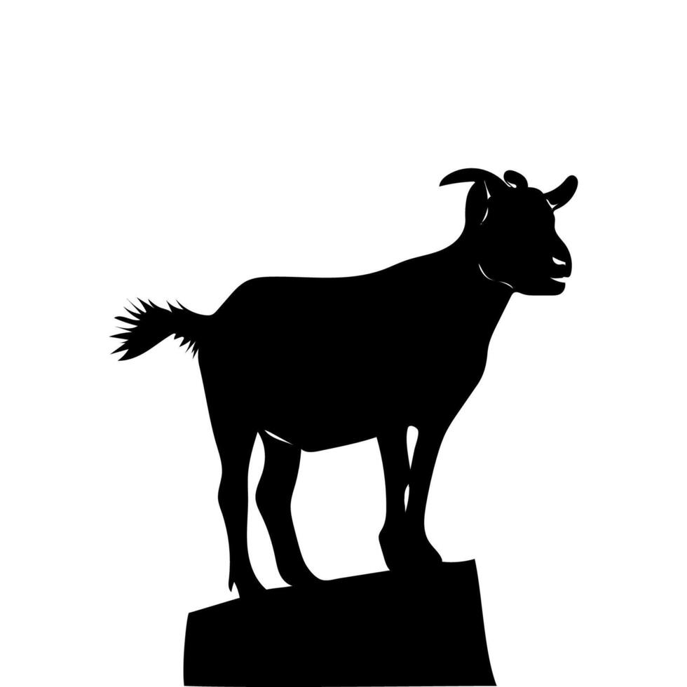 A black goat is silhouetted against a white background vector