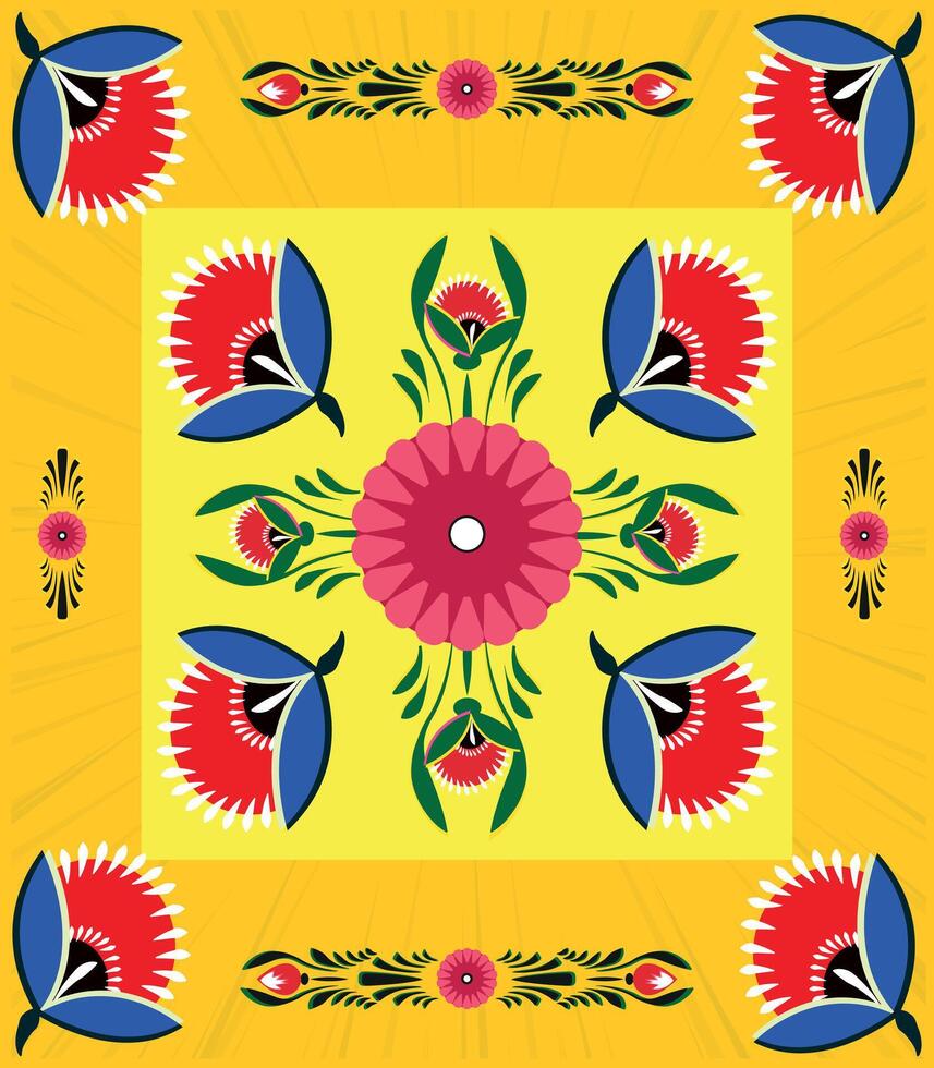 un conjunto de floral fronteras con un frontera de flores vistoso bicitaxi pintura vector