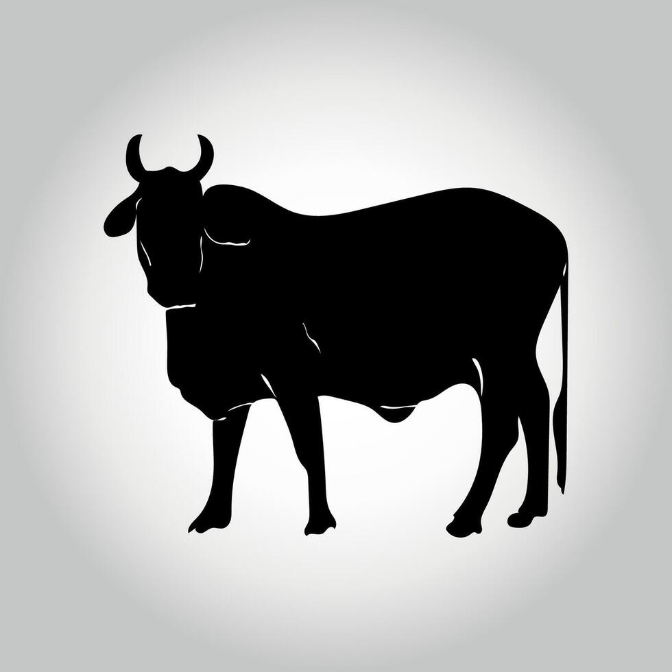 Set of cows. Silhouette cow isolated on white vector