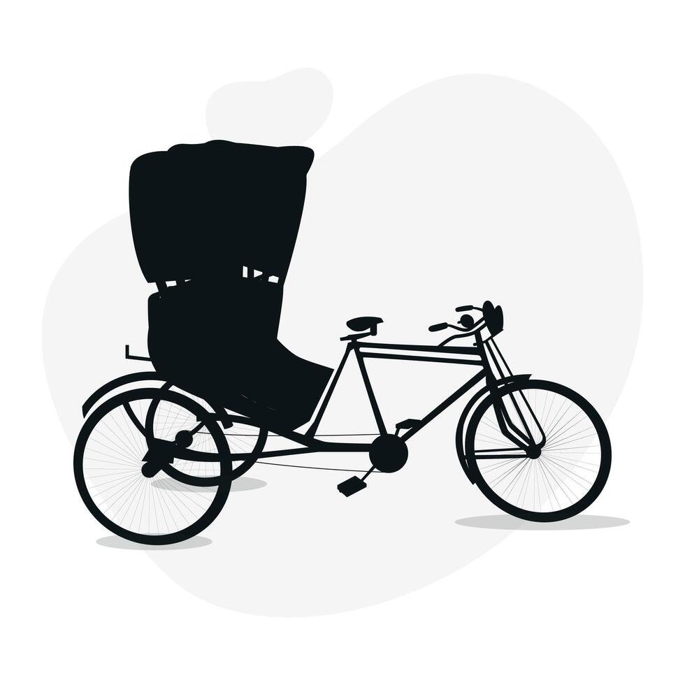 silhouette of rickshaw in Bangladesh and India vector