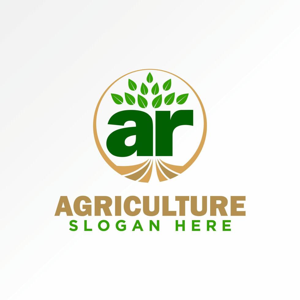 Logo design graphic creative concept premium stock initial letter AR font with leaves nature farm agriculture. Related to typography monogram vector
