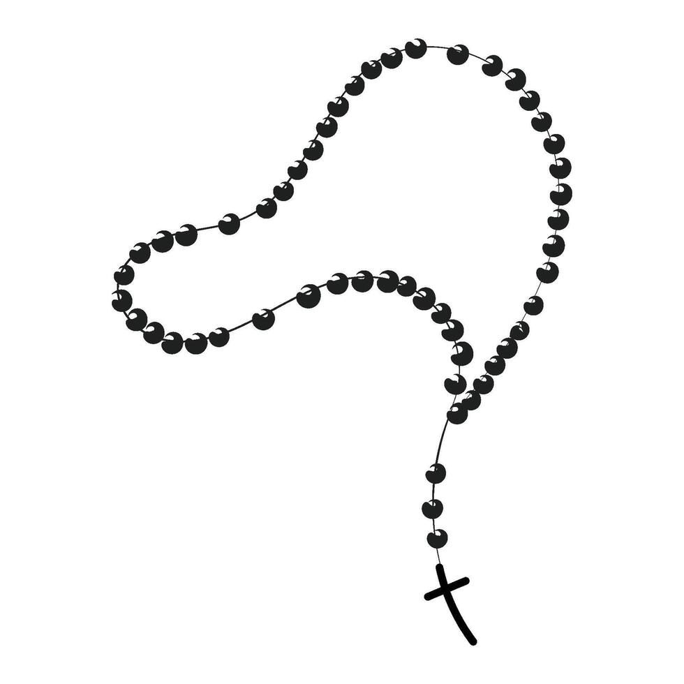 Rosary beads with Holy Cross. vector