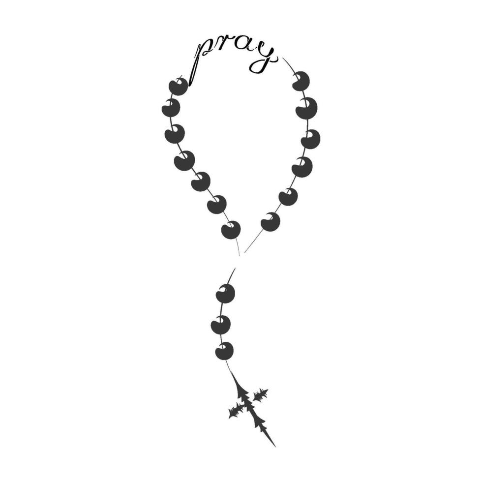 Rosary beads with Holy Cross. vector